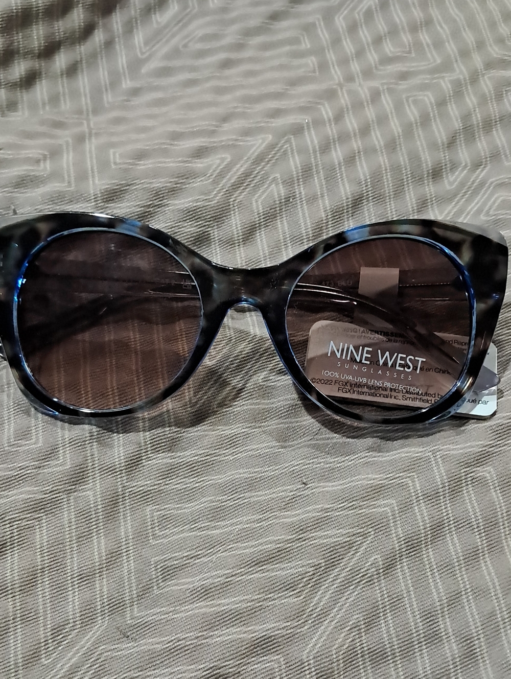 Nine West Blue Tortoiseshell Round Sunglasses
